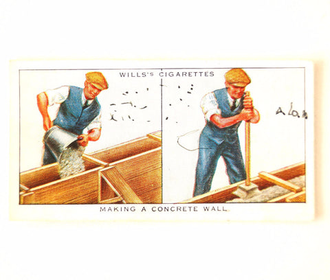 Vintage "Household Hints" Cigarette Card #44 "Making a Concrete Wall" (c.1936) - thirdshift