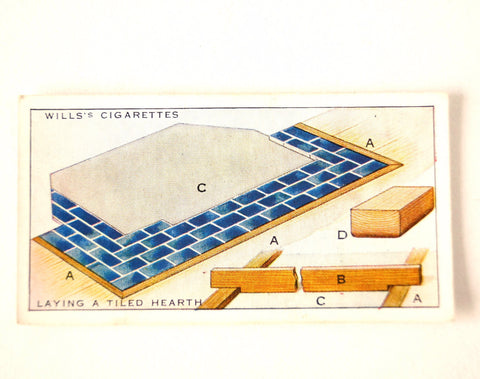 Vintage "Household Hints" Cigarette Card #18 "Laying a Tiled Hearth" (c.1936) - thirdshift