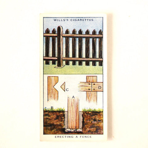 Vintage "Household Hints" Cigarette Card #12 "Erecting a Fence" (c.1936) - thirdshift