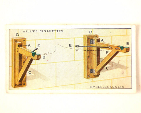 Vintage "Household Hints" Cigarette Card #8 "Cycle Brackets" (c.1936) - thirdshift