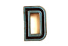 Vintage Industrial Letter "D" Black with Blue Paint, 2" tall (c.1940s) - thirdshift