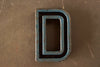 Vintage Industrial Letter "D" Black with Blue Paint, 2" tall (c.1940s) - thirdshift