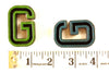 Vintage Industrial Letter "G" Black with Blue and Green Paint, 2" tall (c.1940s) - thirdshift