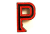 Vintage Industrial Letter "P" Black with Red and Green Paint, 2" tall (c.1940s) - thirdshift