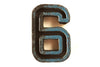 Vintage Industrial Number "6" / "9" Black with Blue Paint, 2" tall (c.1940s) - thirdshift