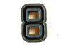 Vintage Industrial Number "8" Black with Blue Paint, 2" tall (c.1940s) - thirdshift