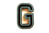 Vintage Industrial Letter "G" Black with Blue and Green Paint, 2" tall (c.1940s) - thirdshift