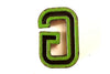 Vintage Industrial Letter "G" Black with Blue and Green Paint, 2" tall (c.1940s) - thirdshift