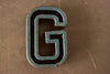 Vintage Industrial Letter "G" Black with Blue and Green Paint, 2" tall (c.1940s) - thirdshift