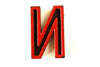Vintage Industrial Letter "N" Black with Green and Red Paint, 2" tall (c.1940s) - thirdshift