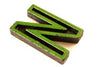 Vintage Industrial Letter "N" Black with Green and Red Paint, 2" tall (c.1940s) - thirdshift