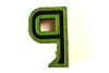 Vintage Industrial Letter "P" Black with Red and Green Paint, 2" tall (c.1940s) - thirdshift