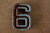 Vintage Industrial Number "6" / "9" Black with Blue Paint, 2" tall (c.1940s) - thirdshift