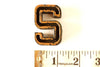 Vintage Industrial Letter "S" Black with Orange and Blue Paint, 2" tall (c.1940s) - thirdshift