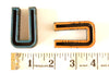 Vintage Industrial Letter "U" Black with Light Orange and Blue Paint, 2" tall (c.1940s) - thirdshift