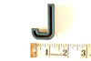 Vintage Industrial Letter "J" Black with Blue and Red Paint, 2" tall (c.1940s) - thirdshift