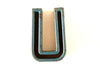 Vintage Industrial Letter "U" Black with Light Orange and Blue Paint, 2" tall (c.1940s) - thirdshift