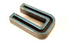 Vintage Industrial Letter "U" Black with Light Orange and Blue Paint, 2" tall (c.1940s) - thirdshift