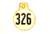 Vintage Metal Cow Tag / Livestock Tag, #326 Double-Sided Numbered Tag (c.1950s) - thirdshift