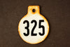 Vintage Metal Cow Tag / Livestock Tag, #325 Double-Sided Numbered Tag (c.1950s) - thirdshift
