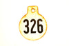 Vintage Metal Cow Tag / Livestock Tag, #326 Double-Sided Numbered Tag (c.1950s) - thirdshift