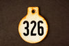 Vintage Metal Cow Tag / Livestock Tag, #326 Double-Sided Numbered Tag (c.1950s) - thirdshift