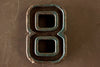 Vintage Industrial Number "8" Black with Blue and Green Paint, 2" tall (c.1940s) - thirdshift
