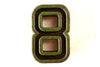 Vintage Industrial Number "8" Black with Blue and Green Paint, 2" tall (c.1940s) - thirdshift