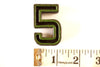 Vintage Industrial Number "5" Black with Green and Orange Paint, 2" tall (c.1940s) - thirdshift