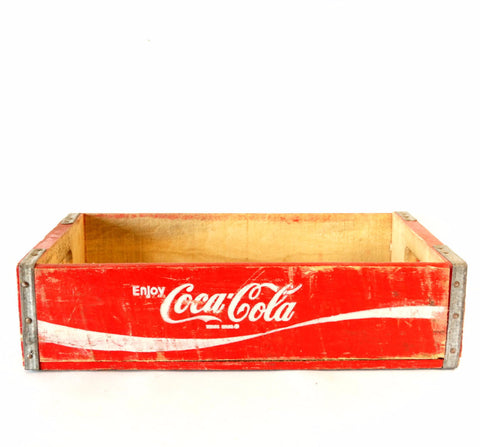 Vintage Coca-Cola Wooden Beverage Crate #8-80, Coke Crate in Red and White (c.1977) - thirdshift