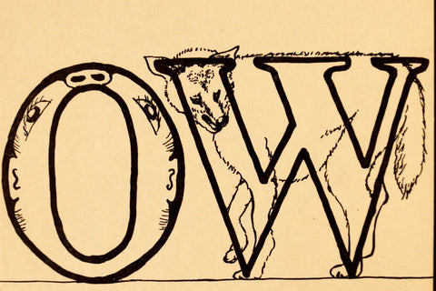 Vintage "OW" Phonics Flashcard (c.1941) - thirdshift