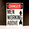 Vintage "DANGER Men Working Above" Industrial Metal Sign, Large (c.1980s) - thirdshift