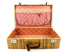 Vintage Striped Tweed Hard Sided / Hardboard Suitcase with Handle and Keys (c.1920s) - thirdshift