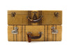 Vintage Striped Tweed Hard Sided / Hardboard Suitcase with Handle and Keys (c.1920s) - thirdshift