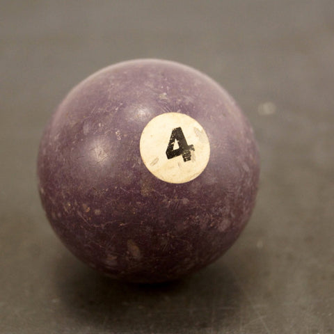Vintage / Antique Clay Billiard Ball Purple Number 4, Standard Pool Ball Size (c.1910s) - thirdshift