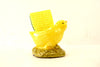 Vintage Chick Planter / Sponge Holder in Yellow Ceramic (c.1930s) - thirdshift