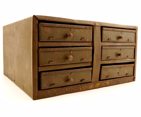 Vintage Industrial Heiz & Heiz No. 6 E Handy Build-Up Cabinet Hardware Bin with 6 Drawers (c.1920s) - thirdshift