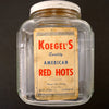 Vintage Koegel Meats American Red Hots Anchor Hocking Jar with Label, Lid (c.1930s) - thirdshift