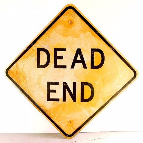 Vintage Metal "Dead End" Sign in Yellow and Black, 30" square (c.1970s) - thirdshift