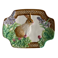 Vintage Bunny Rabbit and Flowers Textured Dish, Royal Norfolk (c.1990s)