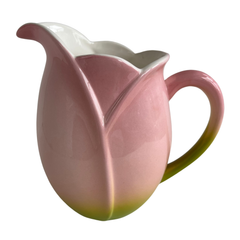 Vintage Tulip Vase / Pitcher in Pink and Green, Teleflora (c.1980s)