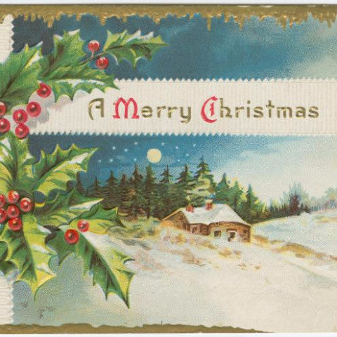 Digital Download "A Merry Christmas" Christmas Postcard (c.1910) - Instant Download Printable - thirdshift