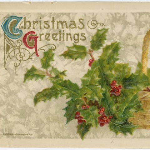 Digital Download "Christmas Greetings" Christmas Postcard (c.1910) - Instant Download Printable - thirdshift