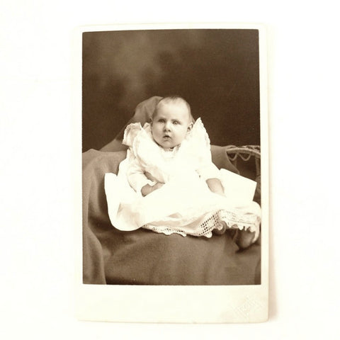 Antique Photograph Cabinet Card of Baby from Pontiac Illinois (c.1890s) - thirdshift