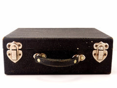 Vintage Black Hardboard Storage Case with Leather Handle (c.1930s) - thirdshift