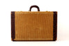 Vintage Tweed Hard Sided Suitcase with Leather Edges and Handle (c.1920s) - thirdshift