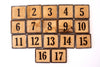 Vintage Metal Number Square Tiles 1-17, Double-Sided (c.1920s) - thirdshift