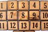 Vintage Metal Number Square Tiles 1-17, Double-Sided (c.1920s) - thirdshift