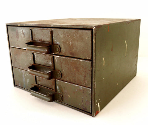 Vintage Industrial Hardware Cabinet Parts Bin with 3 Drawers  (c.1940s) - thirdshift