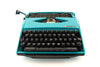 Vintage Smith Corona Karmann Ghia Super G Portable Typewriter (c.1970s) Turquoise - thirdshift